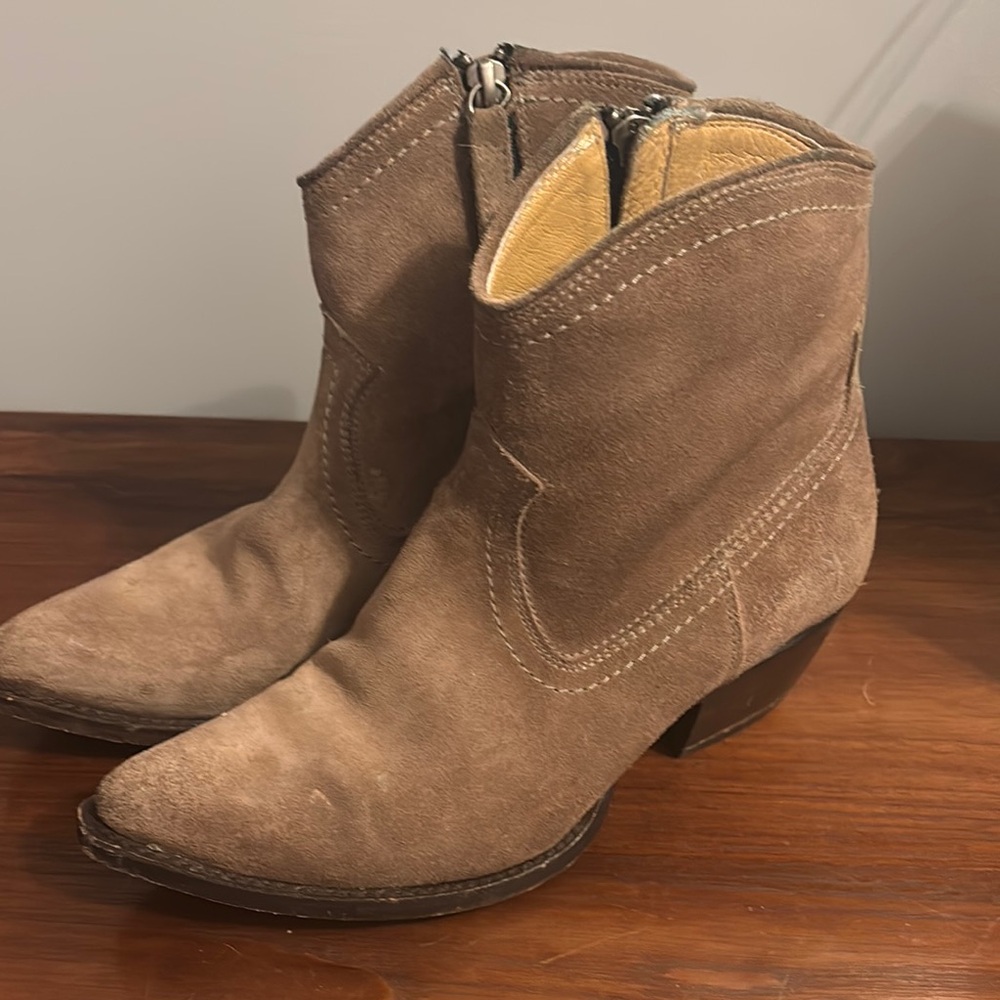 Frye Brown Ankle Booties Western Style